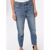 ONLY Højtaljede Destroyed Straight Fit Jeans Emily Light Blue